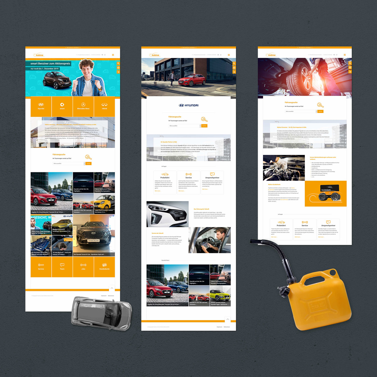 Projektreferenz der Website vom Kubina Carcenter